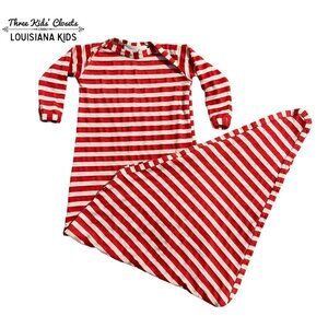 Candy Kirby Designs 0-3m Handmade Watermelon Red Striped Baby Gown Sleeper